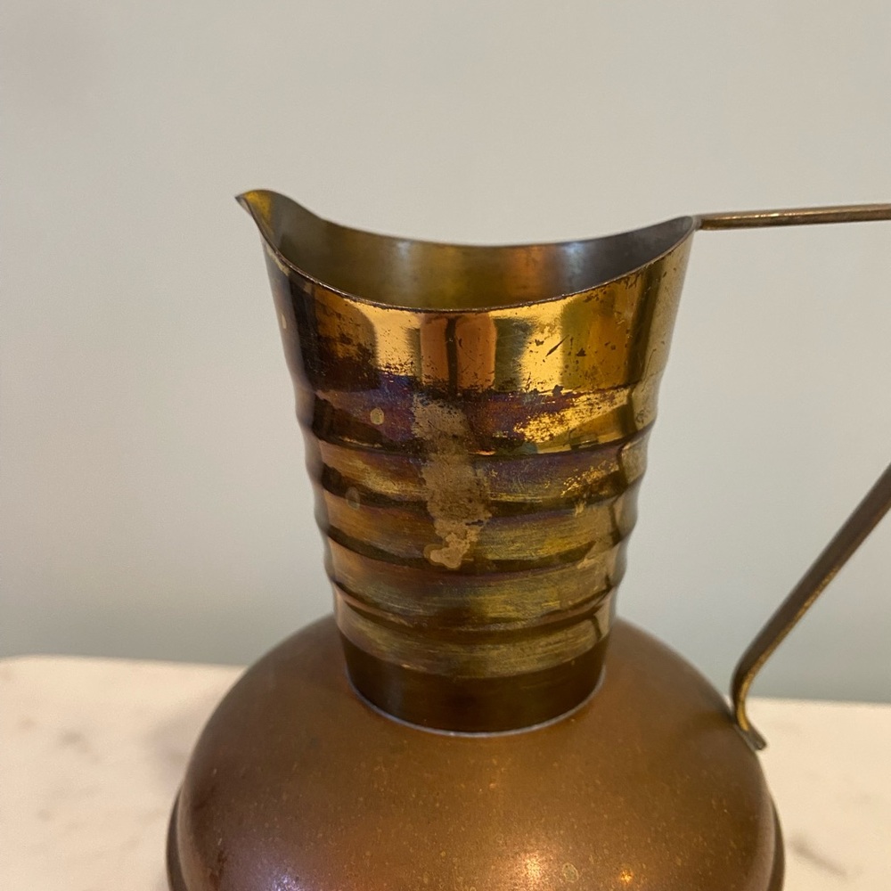 Daalderop Tiel Vintage Brass And Copper Jug With Handle Made In Holland - Picture 3 of 11